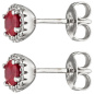 Preview: Ohrstecker oval 585 Gold Weißgold 36 Diamanten Brillanten 2 Rubine rot Ohrringe