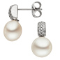 Preview: Ohrstecker 333 Gold Weißgold 2 Süßwasser Perlen 32 Zirkonia Perlenohrstecker