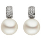 Preview: Ohrstecker 333 Gold Weißgold 2 Süßwasser Perlen 32 Zirkonia Perlenohrstecker