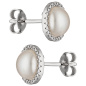 Preview: Ohrstecker 333 Gold Weißgold 2 Süßwasser Perlen Ohrringe Perlenohrstecker