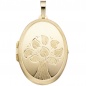 Preview: Medaillon Baum oval für 2 Fotos 585 Gold Gelbgold matt Anhänger zum Öffnen