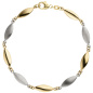 Preview: Armband 585 Gold Gelbgold Weißgold bicolor matt 19,5 cm Goldarmband
