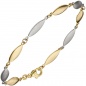 Preview: Armband 585 Gold Gelbgold Weißgold bicolor matt 19,5 cm Goldarmband