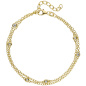 Preview: Armband 2-reihig 925 Sterling Silber gold vergoldet 5 Zirkonia 21 cm verkürzbar