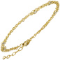 Preview: Armband 2-reihig 925 Sterling Silber gold vergoldet 5 Zirkonia 21 cm verkürzbar