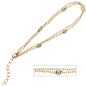 Preview: Armband 2-reihig 925 Sterling Silber gold vergoldet 5 Zirkonia 21 cm verkürzbar