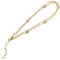 Preview: Armband 2-reihig 925 Sterling Silber gold vergoldet 5 Zirkonia 21 cm verkürzbar