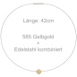 Preview: Collier Kette mit Anhänger aus Edelstahl mit 585 Gold kombiniert matt 42 cm
