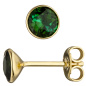 Preview: Ohrstecker rund 585 Gold Gelbgold 2 Turmaline grün Ohrringe Turmalinohrringe