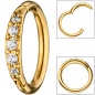 Preview: Segmentring Edelstahl goldfarben beschichtet mit Kristallsteinen