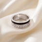 Preview: Damen Ring 925 Sterling Silber 9 Zirkonia schwarze Lackeinlage Silberring