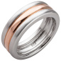 Preview: Damen Ring 925 Sterling Silber bicolor vergoldet teil matt