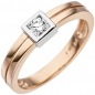 Preview: Damen Ring 375 Gold Rotgold bicolor 1 Zirkonia Goldring