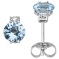Preview: Ohrstecker 585 Weißgold 2 Diamanten Brillanten 2 Aquamarine hellblau blau