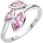 Preview: Damen Ring 925 Sterling Silber 3 Zirkonia rosa Silberring