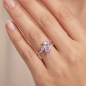Preview: Damen Ring 925 Sterling Silber 3 Zirkonia rosa Silberring