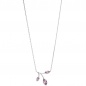 Preview: Collier Kette mit Anhänger 925 Sterling Silber 3 Zirkonia rosa 45 cm Kette