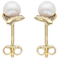 Preview: Ohrstecker 375 Gold Gelbgold 2 Süßwasser Perlen 20 Zirkonia Perlenohrringe