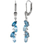Preview: Ohrhänger 585 Gold Weißgold 4 Diamanten Brillanten 8 Blautopase hellblau blau