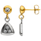 Preview: Ohrhänger Edelstahl bicolor beschichtet mit Kristallsteinen und 6 Zirkonia