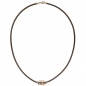 Preview: Collier Halskette Leder taupe mit 585 Gold Rotgold 47 Diamanten Brillanten 45 cm