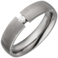 Preview: Partner Ring aus Titan 1 Diamant Brillant 0,05ct. Partnerring Titanring matt