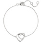 Preview: Armband Herz Herzen 925 Sterling Silber 21 Zirkonia 18,5 cm Silberarmband