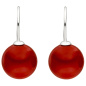 Preview: Ohrhänger 925 Silber 2 Muschelkern Perlen rot 12 mm Ohrringe Perlenohrringe