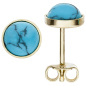 Preview: Ohrstecker rund 333 Gold Gelbgold 2 Türkise Ohrringe Goldohrstecker