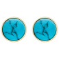 Preview: Ohrstecker rund 333 Gold Gelbgold 2 Türkise Ohrringe Goldohrstecker