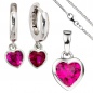 Preview: Kinder Mädchen Schmuck-Set Herz pink rosa 925 Silber Zirkonia mit Kette 38 cm