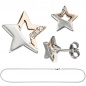 Preview: Kinder Schmuck-Set Stern 925 Silber rosegold vergoldet Zirkonia mit Kette 42 cm