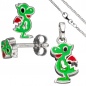 Preview: Kinder Schmuck-Set Kleiner Drache 925 Silber grün lackiert mit Kette 42 cm