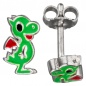 Preview: Kinder Schmuck-Set Kleiner Drache 925 Silber grün lackiert mit Kette 42 cm