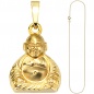 Preview: Anhänger Buddha 333 Gold Gelbgold mit Kette 45 cm