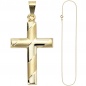 Preview: Anhänger Kreuz 333 Gold Gelbgold mit Kette 45 cm Goldkreuz Kreuzanhänger