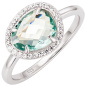 Preview: Damen Ring 925 Sterling Silber 1 Glasstein hellblau blau 29 Zirkonia Silberring