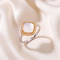 Preview: Damen Ring 925 Sterling Silber bicolor vergoldet Perlmutt 28 Zirkonia