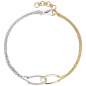 Preview: Armband 2-reihig 585 Gold Gelbgold Weißgold bicolor 18 Diamanten 19,5 cm