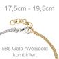 Preview: Armband 2-reihig 585 Gold Gelbgold Weißgold bicolor 18 Diamanten 19,5 cm