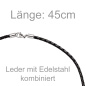 Preview: Collier Anker aus Leder und Edelstahl teil schwarz beschichtet 45 cm