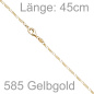 Preview: Figarokette 585 Gold Gelbgold diamantiert 1,7 mm 45 cm Kette Halskette Goldkette