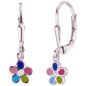 Preview: Kinder Ohrhänger Blume 925 Sterling Silber 2 Zirkonia Ohrringe Kinderohrringe