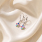 Preview: Kinder Ohrhänger Blume 925 Sterling Silber 2 Zirkonia Ohrringe Kinderohrringe