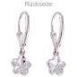 Preview: Kinder Ohrhänger Blume 925 Sterling Silber 2 Zirkonia Ohrringe Kinderohrringe