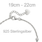 Preview: Armband Herz 925 Sterling Silber 2 Zirkonia 22 cm Silberarmband Herzarmband