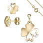 Preview: Schmuck-Set Kleeblatt 333 Gold Gelbgold 7 Zirkonia Ohrringe und Kette 42 cm