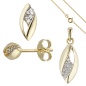 Preview: Schmuck-Set 333 Gold Gelbgold mit Zirkonia und Kette 42 cm