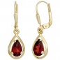 Preview: Schmuck-Set 333 Gold Gelbgold 3 Granate rot Ohrringe und Kette 42 cm