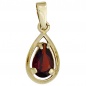 Preview: Schmuck-Set 333 Gold Gelbgold 3 Granate rot Ohrringe und Kette 42 cm